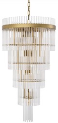 Casa Padrino lustre de luxe laiton antique Ø 49 x H. 93 cm - Lustre moderne en métal avec tubes en verre noble - Collection de Luxe