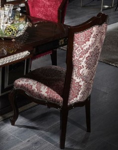 Luxus Barock Samt Esszimmerstuhl Beige Bordeauxrot Dunkelbraun Silber Luxury Baroque Velvet Dining Chair Beige Bordeaux Red Dark Brown Silver 