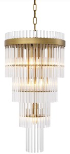 Casa Padrino lustre de luxe laiton antique Ø 35,5 x H. 68 cm - Lustre moderne en métal avec tubes en verre noble - Collection de Luxe