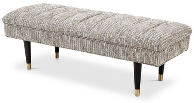 Casa Padrino luxury bench beige / black / brass 134 x 50 x H. 45 cm - Upholstered solid wood bench - Living Room Furniture - Hotel Furniture - Luxury Collection