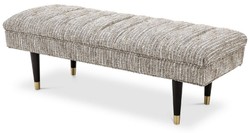 Casa Padrino luxury bench beige / black / brass 134 x 50 x H. 45 cm - Upholstered solid wood bench - Living Room Furniture - Hotel Furniture - Luxury Collection