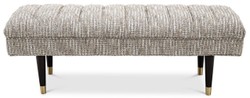 Casa Padrino luxury bench beige / black / brass 134 x 50 x H. 45 cm - Upholstered solid wood bench - Living Room Furniture - Hotel Furniture - Luxury Collection