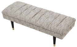 Casa Padrino luxury bench beige / black / brass 134 x 50 x H. 45 cm - Upholstered solid wood bench - Living Room Furniture - Hotel Furniture - Luxury Collection