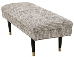 Casa Padrino luxury bench beige / black / brass 134 x 50 x H. 45 cm - Upholstered solid wood bench - Living Room Furniture - Hotel Furniture - Luxury Collection