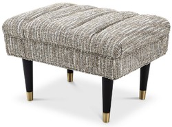 Casa Padrino luxury bench beige / black / brass 68 x 50 x H. 45 cm - Upholstered solid wood bench - Living Room Furniture - Hotel Furniture - Luxury Collection