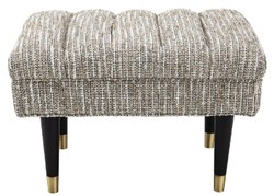 Casa Padrino luxury bench beige / black / brass 68 x 50 x H. 45 cm - Upholstered solid wood bench - Living Room Furniture - Hotel Furniture - Luxury Collection
