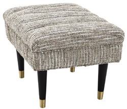 Casa Padrino luxury bench beige / black / brass 68 x 50 x H. 45 cm - Upholstered solid wood bench - Living Room Furniture - Hotel Furniture - Luxury Collection