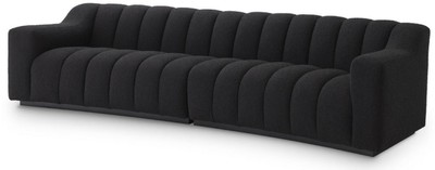 Casa Padrino Luxury Sofa Black 300 x 100 x H. 78.5 cm - Slightly Curved Living Room Sofa - Hotel Sofa - Luxury Quality