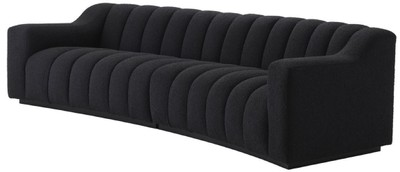 Casa Padrino Luxus Sofa Schwarz 300 x 100 x H. 78,5 cm - Leicht gebogenes Wohnzimmer Sofa - Hotel Sofa - Luxus Qualität