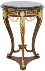 Casa Padrino mesa auxiliar barroco marrón / oro / negro Ø 55 x A. 78 cm - Mesa redonda de madera maciza de estilo barroco - Muebles de salón barrocos
