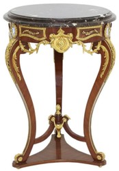 Casa Padrino mesa auxiliar barroco marrón / oro / negro Ø 55 x A. 78 cm - Mesa redonda de madera maciza de estilo barroco - Muebles de salón barrocos
