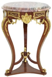 Casa Padrino mesa auxiliar barroco marrón / oro / rojo Ø 55 x A. 78 cm - Mesa redonda de madera maciza de estilo barroco - Muebles de salón barrocos
