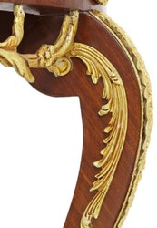Casa Padrino mesa auxiliar barroco marrón / oro / rojo Ø 55 x A. 78 cm - Mesa redonda de madera maciza de estilo barroco - Muebles de salón barrocos
