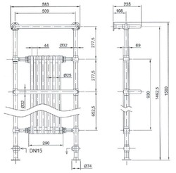 Casa Padrino riscaldamento bagno di lusso bianco / cromo 583 x A. 1500 mm - Scaldasalviette - Scaldasalviette da bagno vintage
