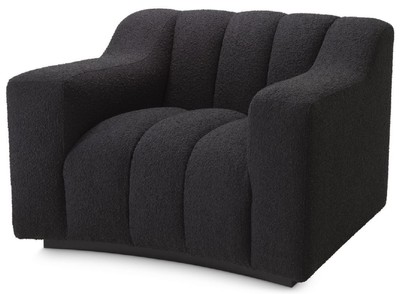 Casa Padrino luxury armchair black 107 x 96 x H. 78.5 cm - Slightly curved living room armchair - Hotel Armchair - Luxury Quality
