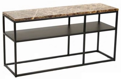 Casa Padrino consola de lujo marrón / negro 100 x 30 x A. 50 cm - Mesa consola moderna de metal con tapa de mármol - Muebles de sala de estar - Muebles de oficina