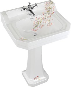 Fregadero de porcelana Casa Padrino Art Nouveau con base 56 x 47 x H. 90 cm con patrón floral - colección de lujo