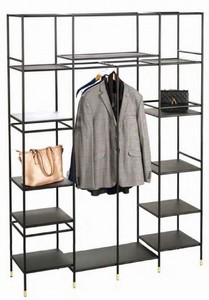 Casa Padrino armario de estantería de metal de lujo negro / latón 150 x 40 x A. 200 cm - Armario de Salón - Armario de Oficina - Muebles de Metal