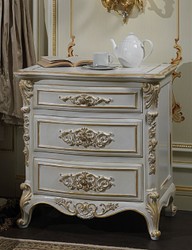Prunkvolle Luxus Barock Nachtkommode Nachttisch Weiß Gold Magnificent Luxury Baroque Bedside Side Table White Gold