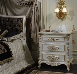 Prunkvolle Luxus Barock Nachtkommode Nachttisch Weiß Gold Magnificent Luxury Baroque Bedside Side Table White Gold