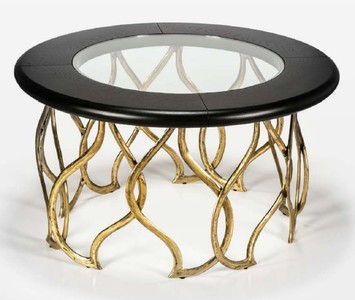 Casa Padrino tavolo da salotto di lusso nero / ottone Ø 80 x A. 45 cm - Tavolo da soggiorno rotondo con piano in vetro - Mobili da soggiorno di lusso

