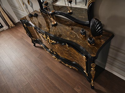 Casa Padrino Luxus Barock Möbel Set - Sideboard mit Spiegel in Braun, Schwarz und Gold