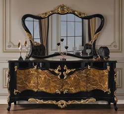 Barock Sideboard mit Spiegel Barock Schrank Barock Wohnzimmerschrank Baroque Sideboard with Mirror Baroque Cabinet Baroque Living Room Cabinet