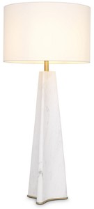 Casa Padrino luxury table lamp white / antique brass Ø 48 x H. 106.5 cm - Modern marble desk lamp - Luxury Collection