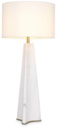 Casa Padrino luxury table lamp white / antique brass Ø 48 x H. 106.5 cm - Modern marble desk lamp - Luxury Collection