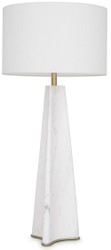 Casa Padrino luxury table lamp white / antique brass Ø 48 x H. 106.5 cm - Modern marble desk lamp - Luxury Collection
