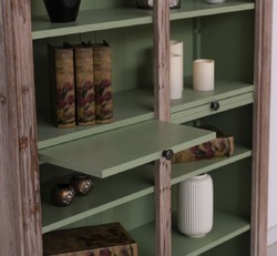 Casa Padrino armadio per libri stile country marrone / verde 120 x 37 x H. 197 cm - Armadio in Legno Massello - Armadio Ripiano - Mobile da Soggiorno - Mobili in Stile Country