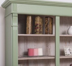 Casa Padrino armadio per libri stile country verde / naturale 120 x 37 x H. 197 cm - Armadio in Legno Massello - Armadio Ripiano - Mobile da Soggiorno - Mobili in Stile Country