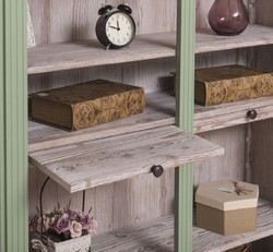 Casa Padrino armadio per libri stile country verde / naturale 120 x 37 x H. 197 cm - Armadio in Legno Massello - Armadio Ripiano - Mobile da Soggiorno - Mobili in Stile Country