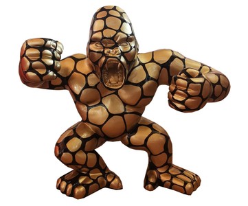 Riesige Garten Deko Skulptur Figur Gorilla Affe Gold Schwarz Huge Garden Decoration Sculpture Figure Gorilla Monkey Gold Black
