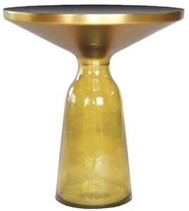 Casa Padrino tavolino di lusso nero / giallo / oro Ø 50 x A. 53 cm - Tavolo rotondo in vetro - Mobili soggiorno moderni
