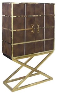 Casa Padrino armadio bar di lusso marrone / oro 108 x 48 x A. 180 cm - Armadio vino nobile con 2 ante - Mobile bar di lusso