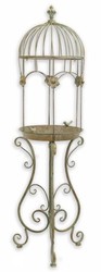 Casa Padrino Art Nouveau bird bath antique green 38.5 x 38.3 x H. 128 cm - Metal bird bath - Garden & patio decoration accessories