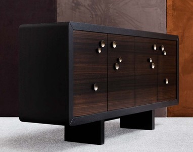 Casa Padrino credenza di lusso nero / marrone scuro 191 x 46 x A. 91 cm - Armadio in legno massello con 4 ante - Mobile Soggiorno - Mobile Hotel - Collezione di Lusso