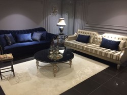 Casa Padrino luxury baroque sofa gold / white / antique silver - Handmade living room sofa with stripes - Baroque living room furniture - Noble & Magnificent