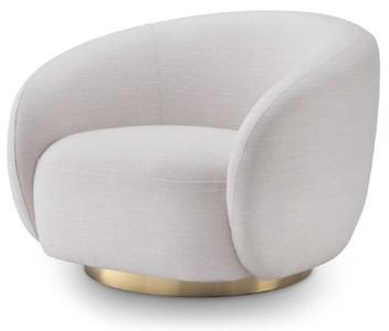 Casa Padrino fauteuil pivotant de luxe blanc / laiton 96 x 85 x H. 74 cm - Fauteuil de Salon - Meuble de Salon - Qualité de Luxe