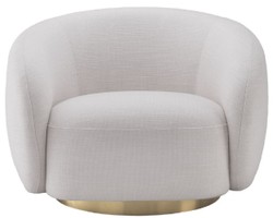 Casa Padrino poltrona girevole di lusso bianco / ottone 96 x 85 x A. 74 cm - Poltrona Soggiorno - Mobili Soggiorno - Qualità di Lusso