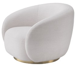 Casa Padrino poltrona girevole di lusso bianco / ottone 96 x 85 x A. 74 cm - Poltrona Soggiorno - Mobili Soggiorno - Qualità di Lusso