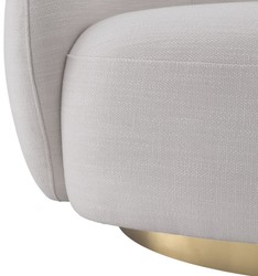 Casa Padrino poltrona girevole di lusso bianco / ottone 96 x 85 x A. 74 cm - Poltrona Soggiorno - Mobili Soggiorno - Qualità di Lusso