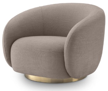 Casa Padrino fauteuil pivotant de luxe sable / laiton 96 x 85 x H. 74 cm - Fauteuil de Salon - Meuble de Salon - Qualité de Luxe