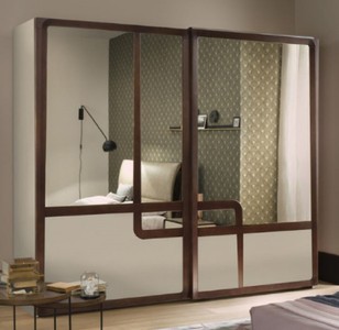 Casa Padrino armoire de chambre de luxe blanc / marron 295 x 67 x H. 250 cm - Armoire noble en bois massif avec 2 portes coulissantes - Mobilier de Chambre - Qualité de Luxe - Fabriqué en Italie