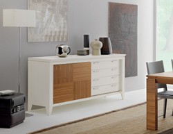 Casa Padrino luxury sideboard white / brown 197 x 53 x H. 88 cm - Noble solid wood cabinet with sliding door and 4 drawers - Luxury Furniture - Luxury Quality - Made in Italy