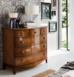 Casa Padrino commode Art Nouveau de luxe marron 124 x 58 x H. 106 cm - Armoire en bois massif à 6 tiroirs - Mobilier Baroque & Art Nouveau