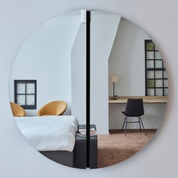 Casa Padrino espejo de lujo negro Ø 150 cm - Espejo de pared redondo - Espejo de Sala de Estar Hotel Restaurante