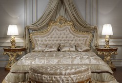 Luxus Barock Schlafzimmer Möbel Set Bett Baldachin Nachttische Sitzbank Luxury Baroque Bedroom Furniture Set Bed Canopy Nightstands Bench 