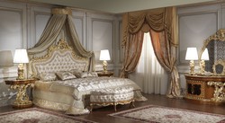 Luxus Barock Schlafzimmer Möbel Set Bett Baldachin Nachttische Sitzbank Luxury Baroque Bedroom Furniture Set Bed Canopy Nightstands Bench 